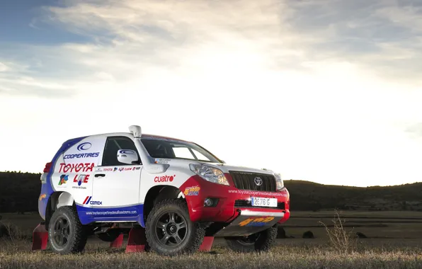 Sunset, The sky, Toyota, Rally, Dakar, Toyota, The front