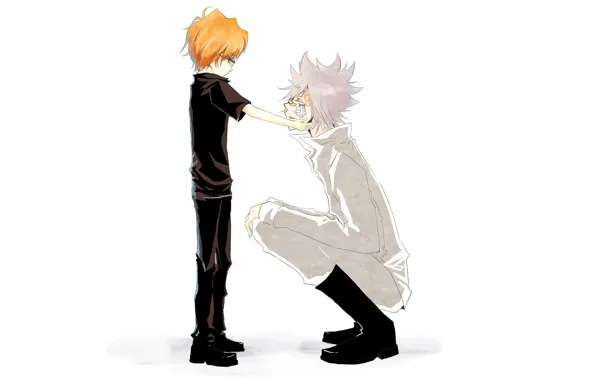 Anime, boy, art, red, guys, Katekyo Hitman Reborn, Byakuran, Teacher mafia Reborn