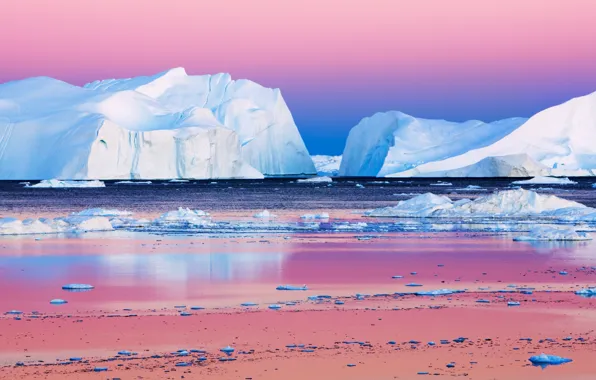 Sunset, Arctic, glaciers