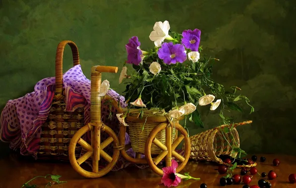 Picture flower, summer, flowers, berries, basket, basket, eel, field