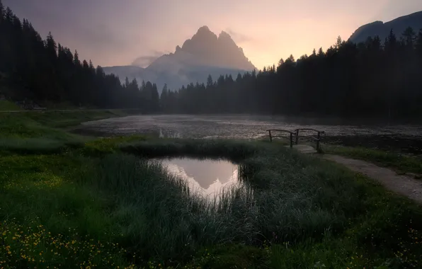 Nature, reflection, mountain, puddle