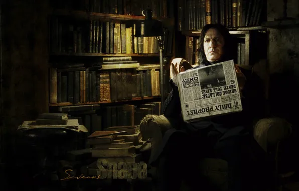 Books, newspaper, Harry Potter, Severus Snape, Alan Rickman, Alan Rickman, Severus Snape, Severus Snape