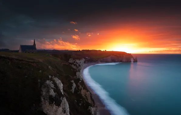 Picture sea, shore, sunset