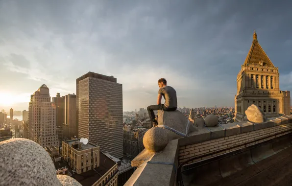 Picture roof, the city, view, height, Andrew Garfield, Peter Parker, The amazing spider-Man