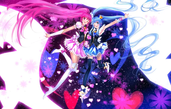 Abstraction, girls, art, hearts, wink, precure, swordsouls, happinesscharge precure!