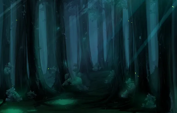 Forest, trees, the darkness, figure