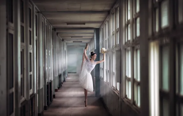 Summer, model, bouquet, ballerina, ballet