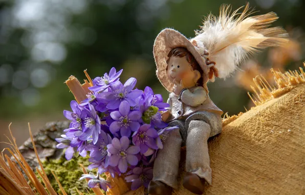 Flowers, Bouquet, Dwarf, Figure, Violet