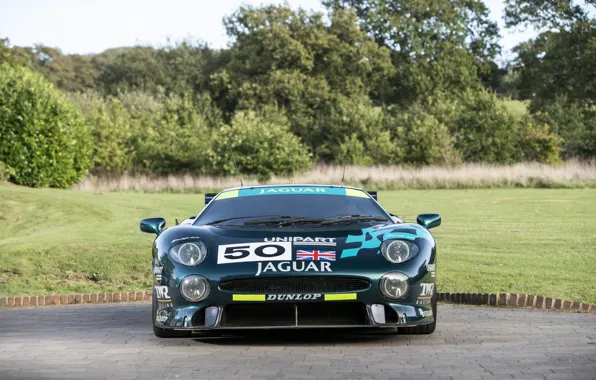 Jaguar, Green, Jaguar, Racing, the front, XJ220, Racing car, Racing car