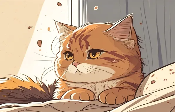 Cat, cat, look, light, kitty, graphics, legs, red