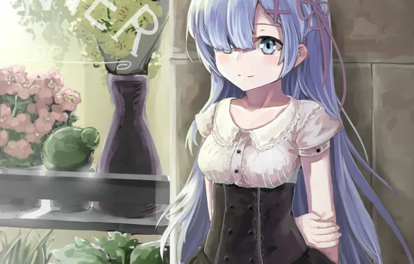 Anime, art, Rem, Re: Zero kara hajime chip isek or Seikatsu