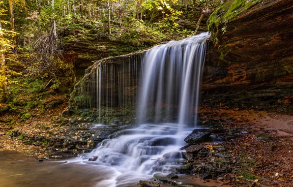Autumn, photo, rocks, waterfall