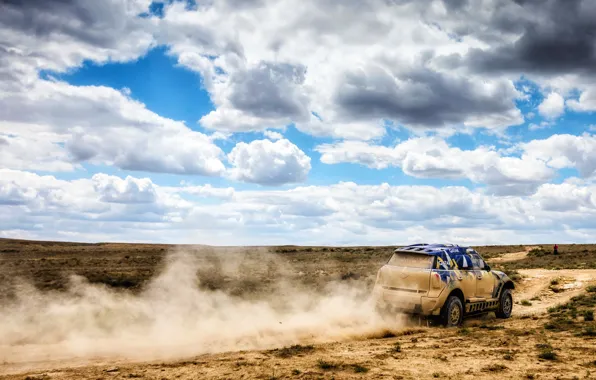 The sky, Clouds, Mini, Dust, Sport, Desert, Speed, Race