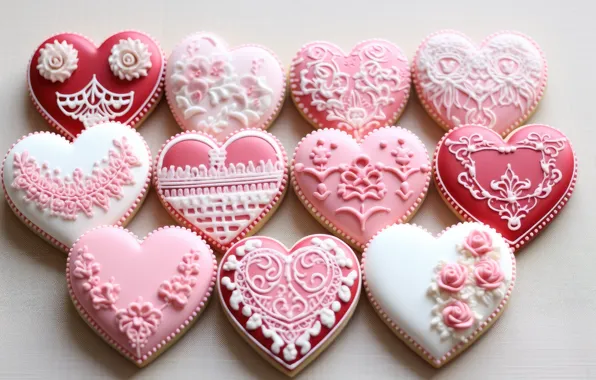 Love, holiday, pattern, heart, feelings, heart, cookies, hearts