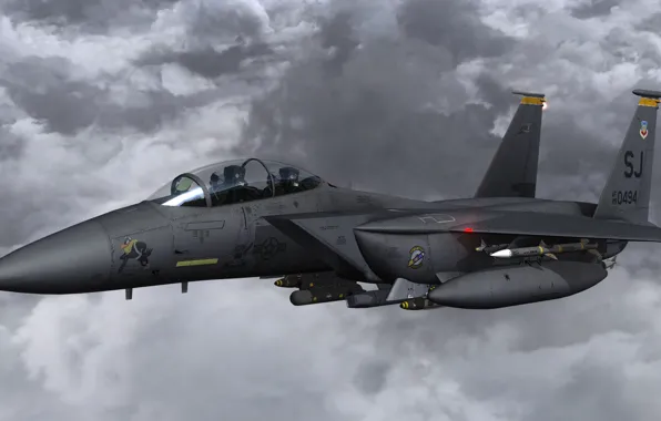 Douglas, McDonnell, F-15E, Strike Eagle, American double fighter-bomber