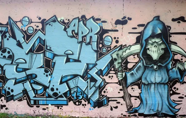 Wall, figure, grafiti