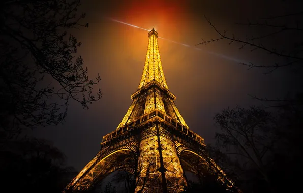 Night, France, Paris, Eiffel tower, Eiffel Tower