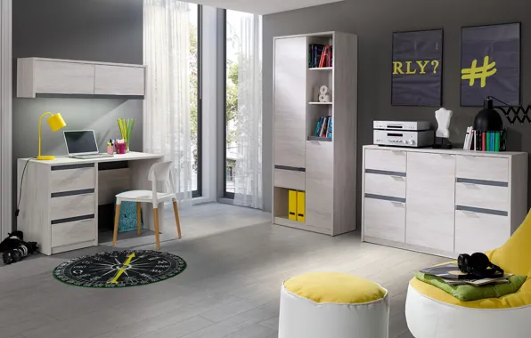 Design, style, interior, Desk, the room of the student