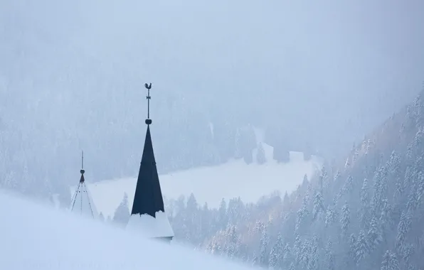 Winter, landscape, fog, France, 'isere, Monastery of the Grande Chartreuse