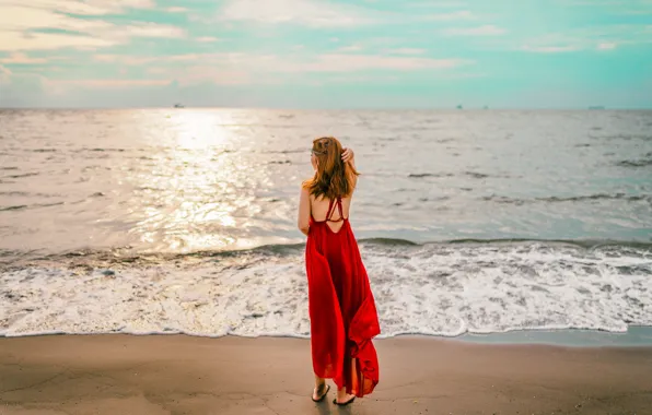 Picture sea, girl, dress