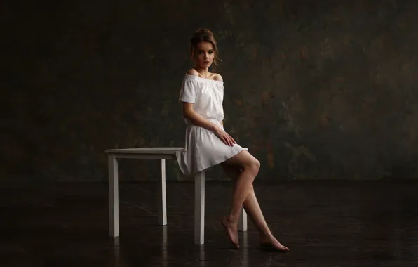 Girl, portrait, dress, legs, Vyacheslav Shcherbakov