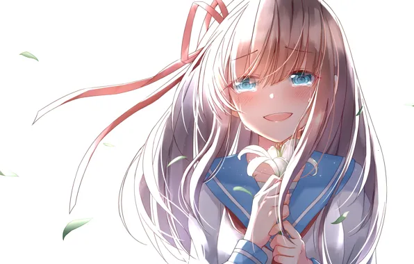Picture flowers, hair, anime, girl