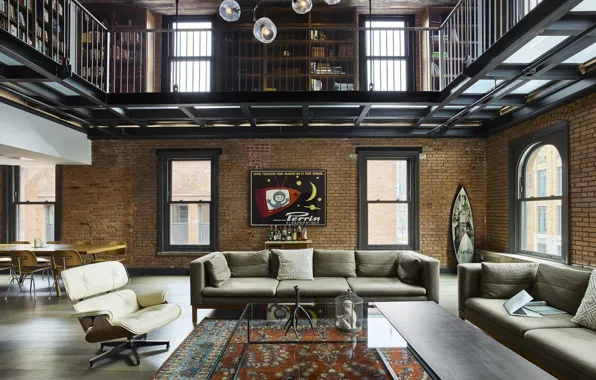 Design, style, interior, New York, living room, dining room, loft