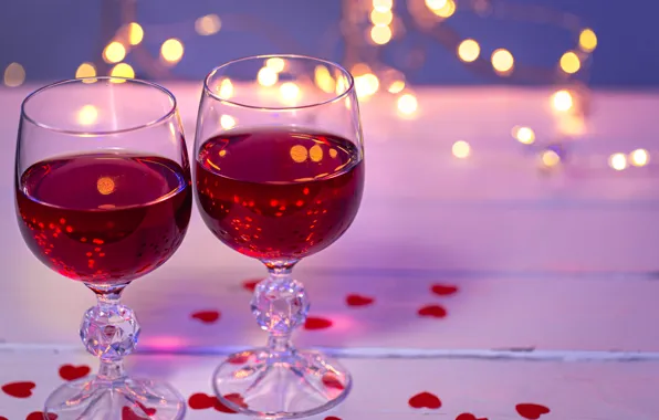 Glass, love, lights, table, holiday, wine, red, Board