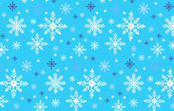 Winter, snow, snowflakes, background, blue, Christmas, blue, winter