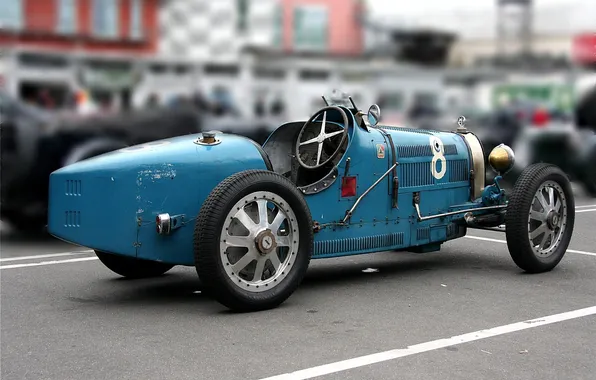 Blue, retro, Bugatti, the car, racing, 35B