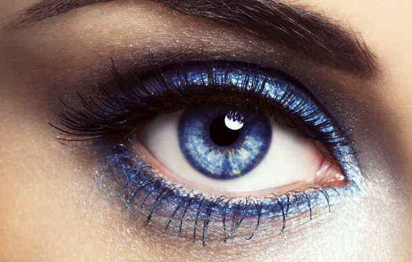 Picture look, blue, eyes, eyelashes, mascara, eyebrow