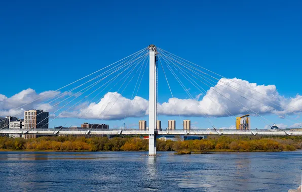 Krasnoyarsk, Enisey, cable-stayed bridge, Vinogradovsky Bridge