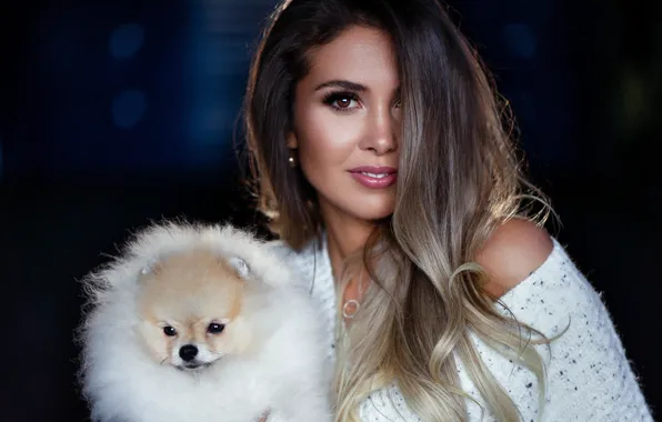 Look, girl, model, hair, dog, lips, beauty, Spitz