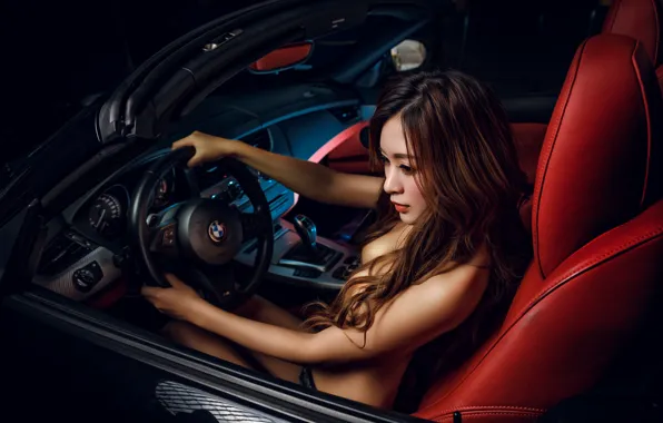 Picture machine, auto, model, BMW, driving, convertible, Asian