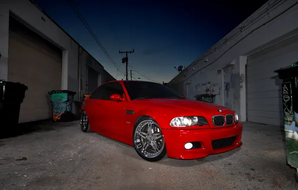 BMW, red, tuning, e46