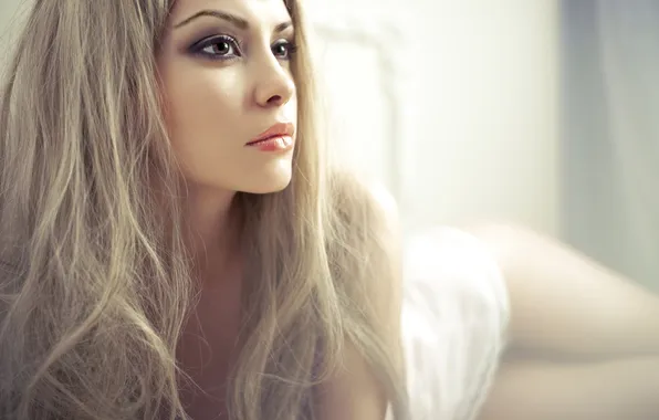 Girl, makeup, long hair