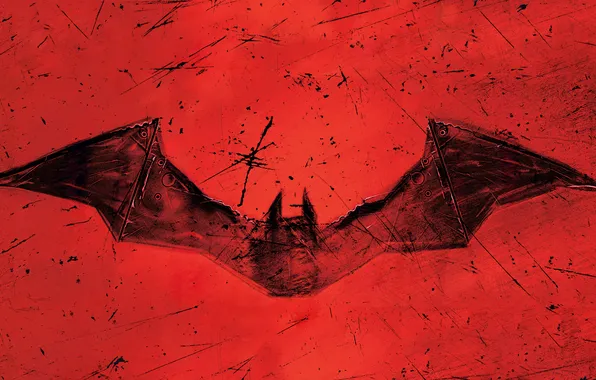 Logo, art, Batman, bat, red background, comic, DC comics, The Batman