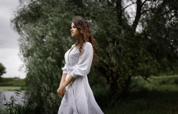 Picture girl, dress, curls, Eugene Sukhorukov