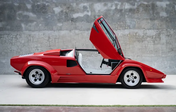 Lamborghini, side view, Countach, Lambo doors, Lamborghini Countach 5000QV