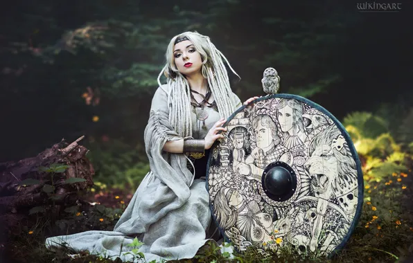 Forest, look, girl, nature, style, owl, bird, glade