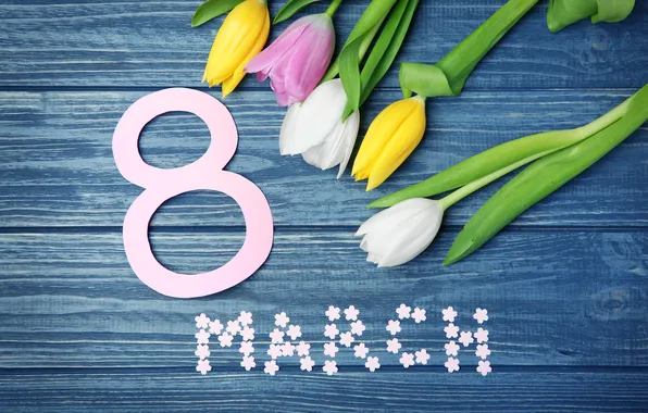 Flowers, figure, tulips, happy, March 8, pink, flowers, tulips