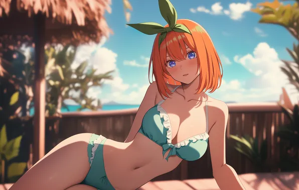 Anime, art, wallpaper, linen, red hair, The Quintessential Quintuplets, Go-Toubun no Hanayome, Yotsuba Nakano