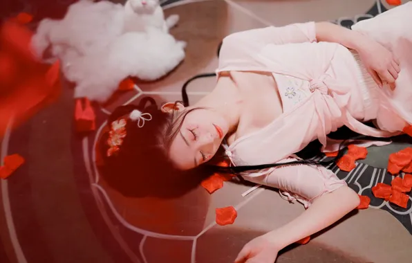 Stay, sleep, dress, brunette, Asian, dress, Nega, brunette