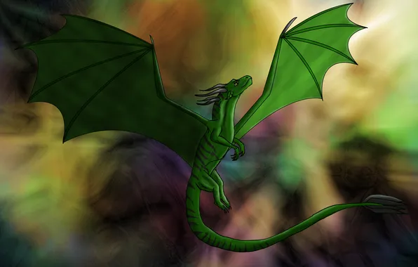 Picture dragon, wings, tail, green
