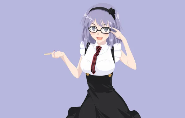 Girl, smile, lilac background, Kash Of Dagashi