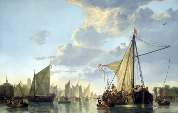 Picture, seascape, The Albert Cuyp, The Maas in Dordrecht, Aelbert Cuyp
