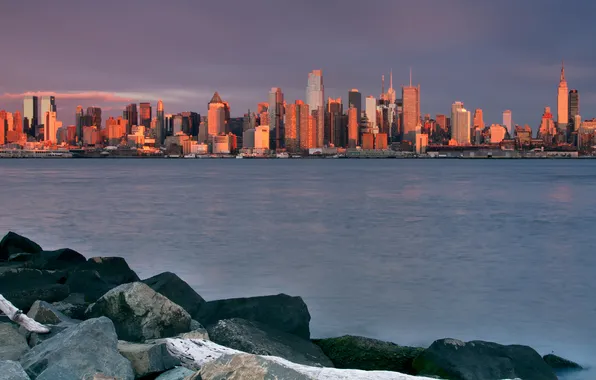 Stones, city, the ocean, home, America, skyscrapers