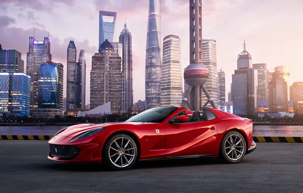 The city, Ferrari, Shanghai, Roadster, V12, GTS, 812, Ferrari 812 GTS