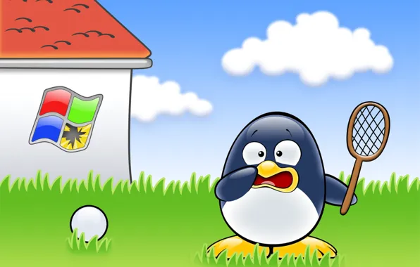Window, Windows, penguin, Linux, broke