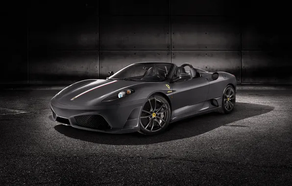 Auto, Convertible, Grey, The hood, F430, Ferrari, Lights, The front